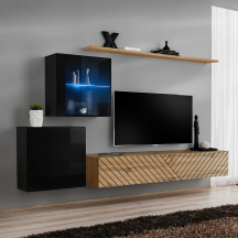 Meblościanka SWITCH SW 15 Czarny / Wotan / Wotan front frezowany SWITCH CZARNY / WOTAN LAMEL Podstawowe