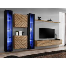 Meblościanka SWITCH SW 16 Czarny / Wotan / Wotan front frezowany SWITCH CZARNY / WOTAN LAMEL Podstawowe