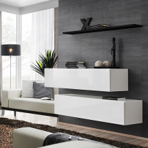 Zestaw dwóch szafek RTV SB2 Czarny / Biały / Biały Połysk SWITCH CZARNY / BIAŁY Podstawowe