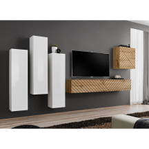 Meblościanka SWITCH SW 3 Biały / Wotan / Wotan front frezowany SWITCH BIAŁY / WOTAN LAMEL Podstawowe