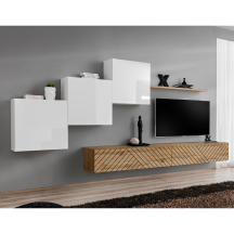 Meblościanka SWITCH SW 10 Biały / Wotan / Wotan front frezowany SWITCH BIAŁY / WOTAN LAMEL Podstawowe