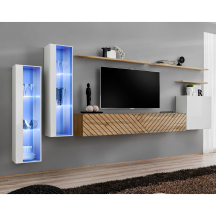 Meblościanka SWITCH SW 11 Biały / Wotan / Wotan front frezowany SWITCH BIAŁY / WOTAN LAMEL Podstawowe