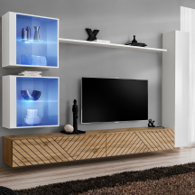 Meblościanka SWITCH SW 18 Biały / Wotan / Wotan front frezowany SWITCH BIAŁY / WOTAN LAMEL Podstawowe