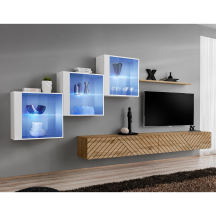 Meblościanka SWITCH SW 20 Biały / Wotan / Wotan front frezowany SWITCH BIAŁY / WOTAN LAMEL Podstawowe