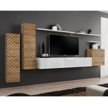 Meblościanka SWITCH SW 1 Wotan / Biały / Wotan front frezowany SWITCH BIAŁY / WOTAN LAMEL Podstawowe