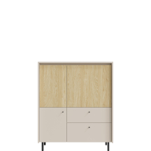 Trzydrzwiowa komoda wysoka MA1 Beż Piaskowy / Dąb Olejowany MALTA Podstawowe