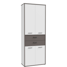Szafka wysoka 2 szuflady 4 drzwi KFLS821-J53 Biały / Szary KEFLAVIK Podstawowe