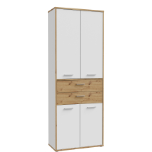 Szafka wysoka 2 szuflady 4 drzwi KFLS821-C881 Biały / Dąb Artisan KEFLAVIK Podstawowe
