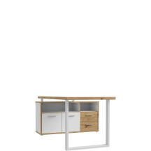 Biurko z komodą KFLB141-C881 Biały / Dąb Artisan KEFLAVIK Podstawowe