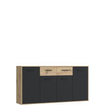 Komoda 2 szuflady 4 szafki NTU241-M712 Dąb Artisan / Czarny ANTUZA Podstawowe