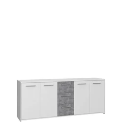 Komoda duża 180 cm FINPILVI01-C291 Beton Jasnoszary / Biały PILVI Podstawowe