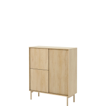 Wysoka komoda 2-drzwiowa z ryflowanym frontem Dąb Cremona TAVO Podstawowe