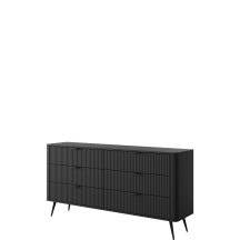 Komoda ryflowana czarna 6 szuflad LANTE CZARNY Podstawowe