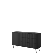 Komoda ryflowana czarna z trzema szufladami LANTE CZARNY Podstawowe