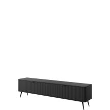 Szafka RTV 200 cm ryflowana czarna 2-drzwiowa LANTE CZARNY Podstawowe