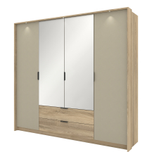 Szafa 4-drzwiowa z lustrem Dąb Terra LETTO Podstawowe