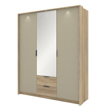 Szafa 3-drzwiowa z lustrem Dąb Terra LETTO Podstawowe