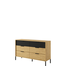 Komoda 6 szuflad Dąb Baltic / Czarny BALTIC Podstawowe