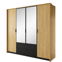 Szafa 220 z lustrem Dąb Baltic / Czarny BALTIC Podstawowe