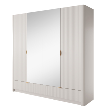 Szafa 4-drzwiowa z lustrem beżowa LANTE SYPIALNIA Podstawowe