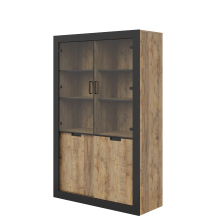 Wysoka witryna do salonu Dąb Samdal / Czarny Typ-12 TUDOR Podstawowe