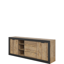 Komoda 2 drzwi 3 szuflady Dąb Samdal / Czarny Typ-25 TUDOR Podstawowe