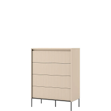 Komoda do sypialni z ryflowanymi frontami TS-04 Beż Piaskowy TREND SYPIALNIA Podstawowe