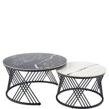 FLAMINGO czarny marmur / biały marmur / czarny Halmar Ława zestaw Podstawowe