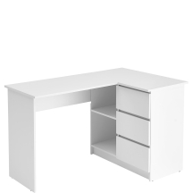 Biurko narożne BEGA z szufladami Białe Podstawowe