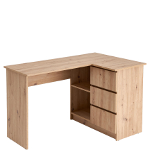 Biurko narożne BEGA z szufladami Dąb Artisan Podstawowe