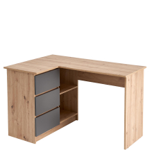 Biurko narożne BEGA z szufladami Dąb Artisan / Grafit Podstawowe