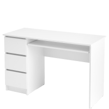 Biurko z szufladami CINO z półką pod klawiaturę Białe Podstawowe