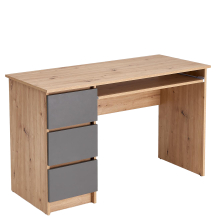 Biurko z szufladami CINO z półką pod klawiaturę Dąb Artisan / Grafit Podstawowe