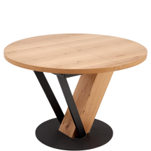 Stół okrągły rozkładany 120-160x120x78 FANIS Naturalny / Czarny Podstawowe