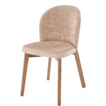 Krzesło drewniane BASSO Jasny Orzech / tkanina Cremona 14 Beż Podstawowe