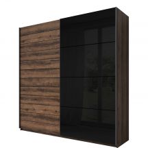 Szafa 2 drzwi przesuwnych 200 cm Dąb Monastery / Czarne Szkło 24ZBEA67 TYP-67 GALAXY Podstawowe