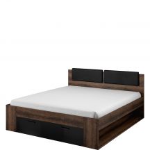 Łóżko 160 x 200 z szufladami Dąb Monastery / Czarny Połysk 24ZBEA51 TYP-51 GALAXY Podstawowe