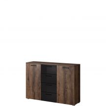 Komoda 2 drzwi 4 szuflady Dąb Monastery / Czarny Połysk 24ZBEA26 TYP-26 GALAXY Podstawowe