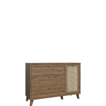 Komoda 1 drzwi 3-szuflady GLKK223-Q249 Dąb Valencia / Rattan Naturalny GLENKEEN Podstawowe