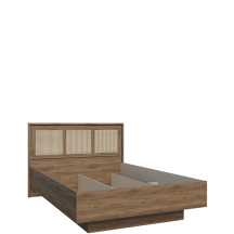 Łóżko 140 x 200 ze stelażem i pojemnikiem GLKL1142-Q249 Dąb Valencia / Rattan Naturalny GLENKEEN Podstawowe