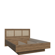 Łóżko 160 x 200 ze stelażem i pojemnikiem GLKL1162-Q249 Dąb Valencia / Rattan Naturalny GLENKEEN Podstawowe