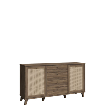 Komoda 2 drzwi 3-szuflady GLKK232-Q249 Dąb Valencia / Rattan Naturalny GLENKEEN Podstawowe