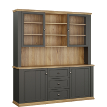 Kredens z nadstawką bufet PNTR731-Q243 Szary PONTYPOOL Podstawowe