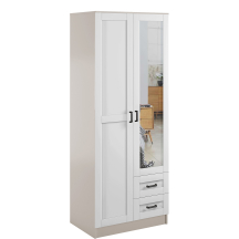 Szafa z lustrem dwudrzwiowa z szufladami KAMI RAMA Kaszmir Mat / Biały Mat KAMI Podstawowe