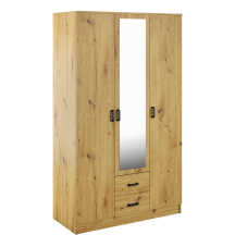 Szafa z lustrem trzydrzwiowa z szufladami KAMI Dąb Artisan KAMI Podstawowe