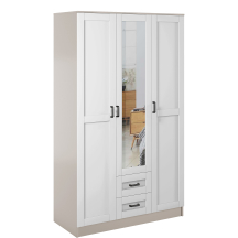 Szafa z lustrem trzydrzwiowa z szufladami KAMI RAMA Kaszmir Mat / Biały Mat KAMI Podstawowe