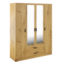 Szafa z lustrem 4-drzwiowa z szufladami KAMI Dąb Artisan KAMI Podstawowe