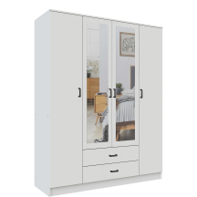 Szafa z lustrem 4-drzwiowa z szufladami KAMI Biały Mat KAMI Podstawowe