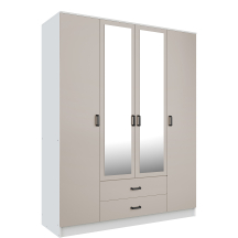 Szafa z lustrem 4-drzwiowa z szufladami KAMI Biały Mat / Kaszmir Mat KAMI Podstawowe