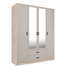 Szafa z lustrem 4-drzwiowa z szufladami KAMI Dąb Sonoma / Kaszmir Mat KAMI Podstawowe